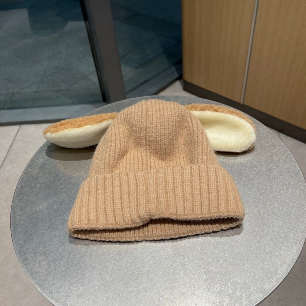 Chanel Bunny Ear Ribbed Knit Beanie in Camel - Picture 5 of 5